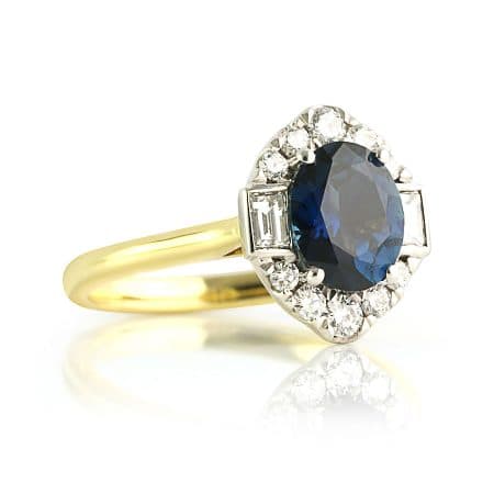 Nigerian Cluster Sapphire Diamond Ring