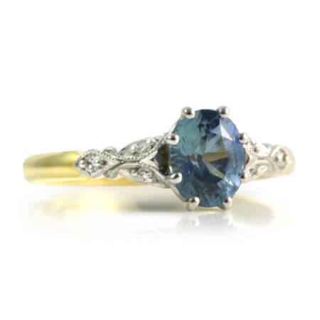 Light Blue Sapphire Diamond Vintage Style Ring