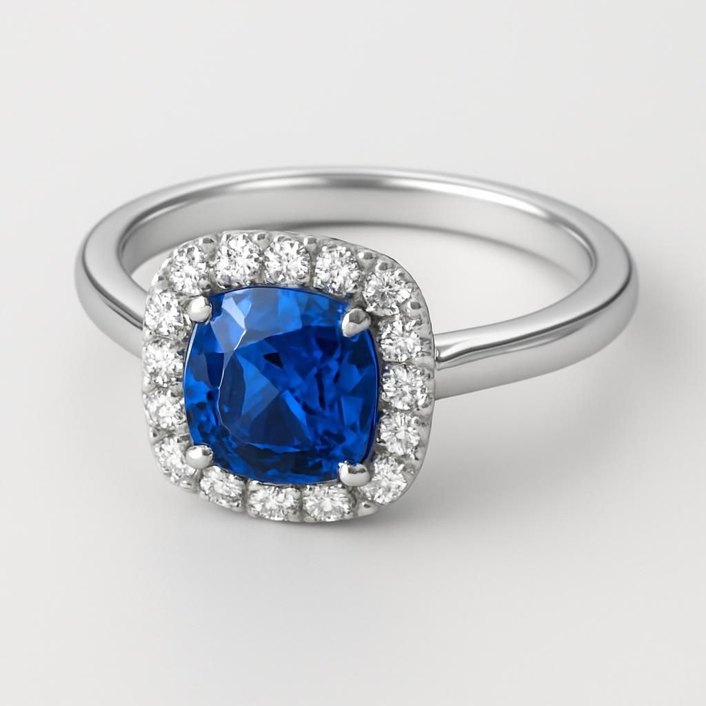 Cornflower Halo in Platinum 950 Cornflower Halo in Platinum 950 - Main View